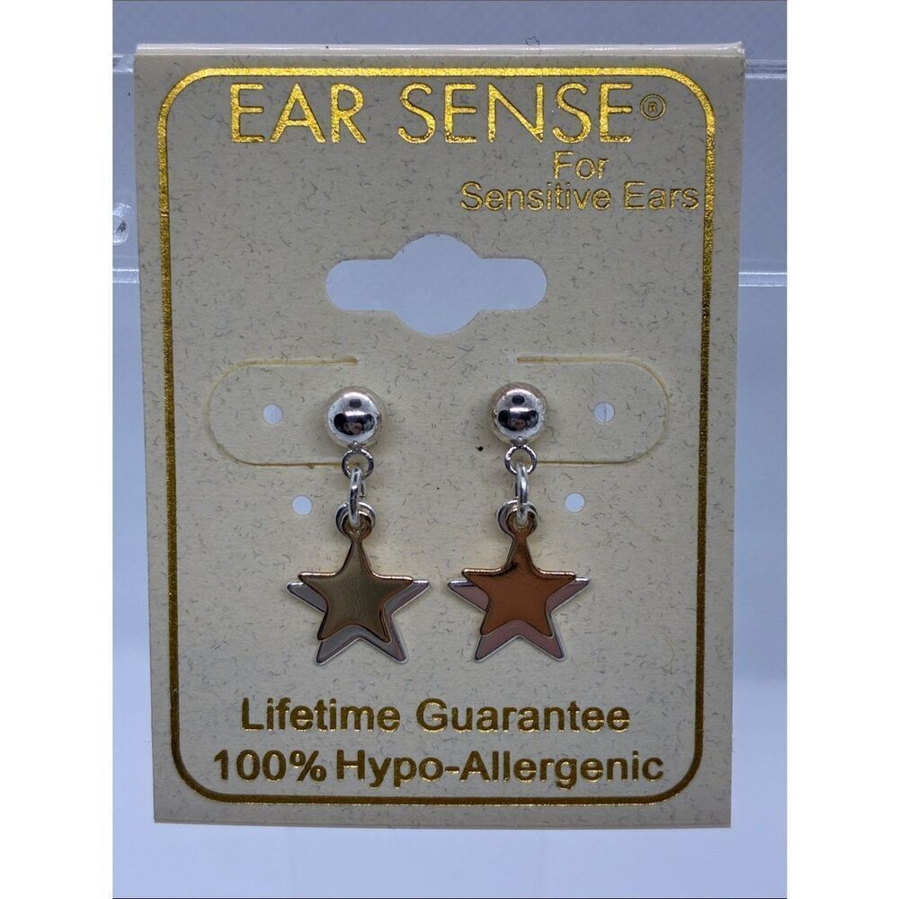 3For$20 EAR SENSE Two-Tone Star Drop Earrings - Gold & Silver